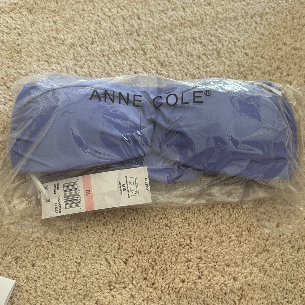 Anne Cole Women's Live In Periwinkle Color Twist Front Shorred One Piece